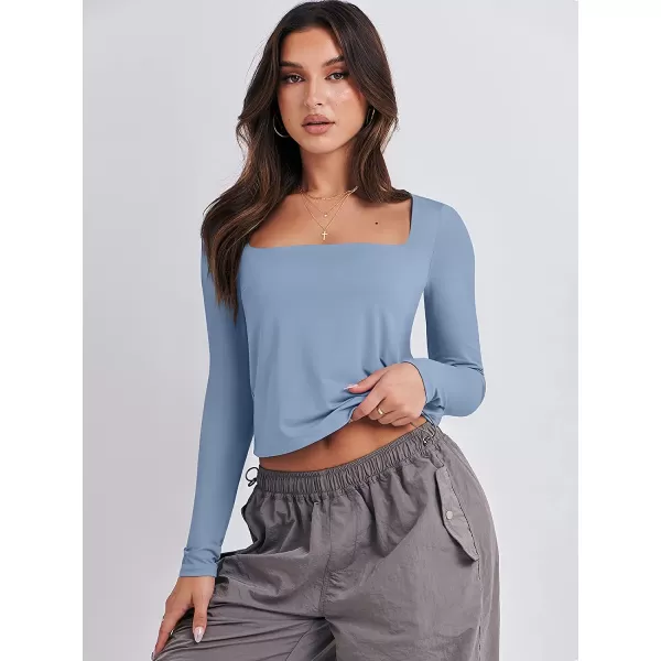 imageANRABESS Women Long Sleeve Crop Top Sexy Fitted Going Out Square Neck Basic T Shirt Top TeesBlue