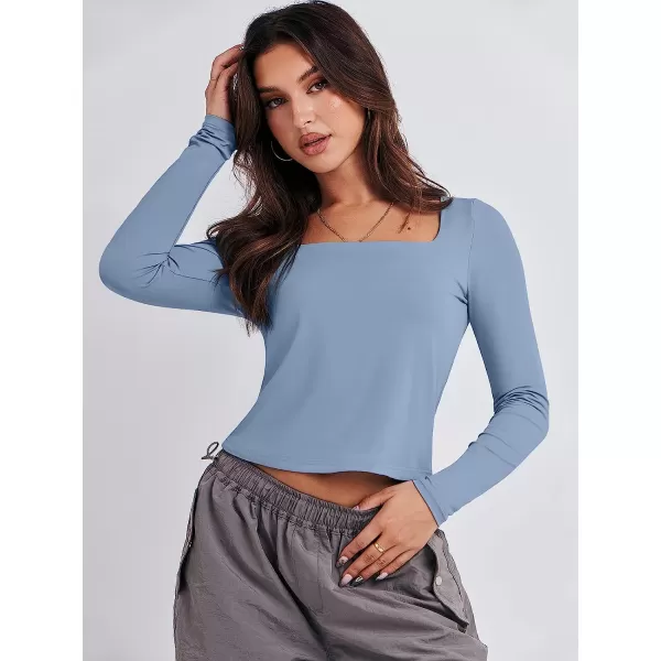 imageANRABESS Women Long Sleeve Crop Top Sexy Fitted Going Out Square Neck Basic T Shirt Top TeesBlue
