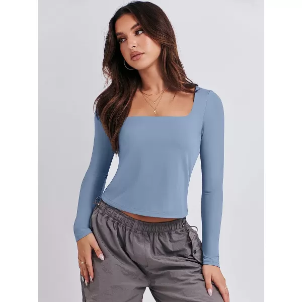 imageANRABESS Women Long Sleeve Crop Top Sexy Fitted Going Out Square Neck Basic T Shirt Top TeesBlue