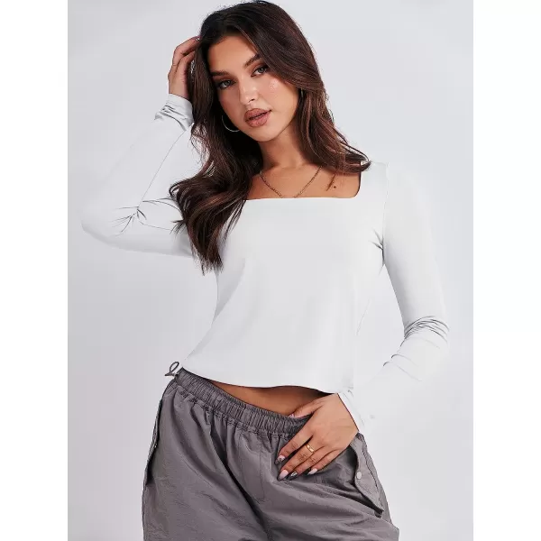imageANRABESS Women Long Sleeve Crop Top Sexy Fitted Going Out Square Neck Basic T Shirt Top TeesWhite