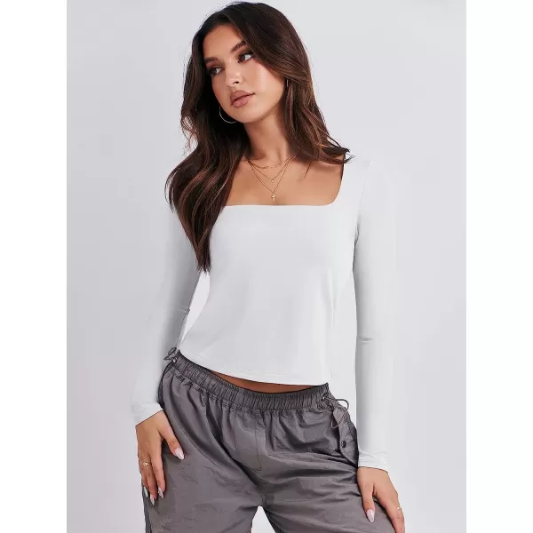 imageANRABESS Women Long Sleeve Crop Top Sexy Fitted Going Out Square Neck Basic T Shirt Top TeesWhite