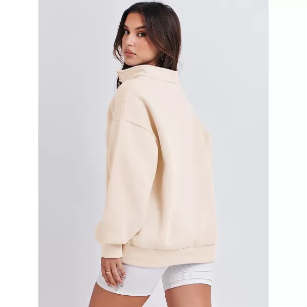 imageANRABESS Women Long Sleeve Oversized Half Zip Pullover Sweatshirt Y2K Hoodie Sweater Trendy Fall ClothesApricot