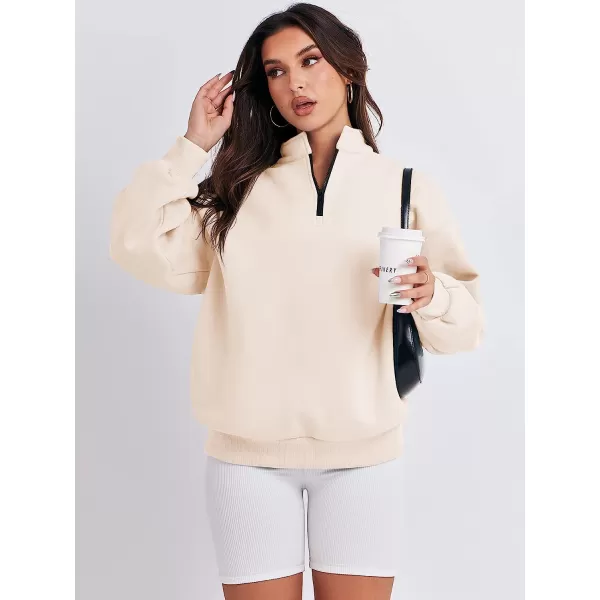 imageANRABESS Women Long Sleeve Oversized Half Zip Pullover Sweatshirt Y2K Hoodie Sweater Trendy Fall ClothesApricot