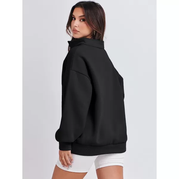 imageANRABESS Women Long Sleeve Oversized Half Zip Pullover Sweatshirt Y2K Hoodie Sweater Trendy Fall ClothesBlack