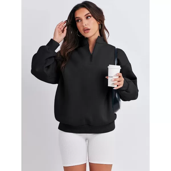 imageANRABESS Women Long Sleeve Oversized Half Zip Pullover Sweatshirt Y2K Hoodie Sweater Trendy Fall ClothesBlack