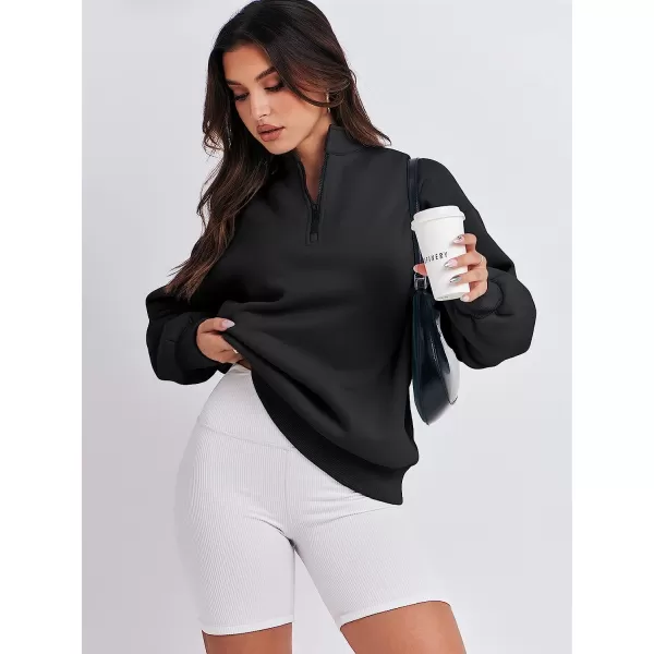 imageANRABESS Women Long Sleeve Oversized Half Zip Pullover Sweatshirt Y2K Hoodie Sweater Trendy Fall ClothesBlack