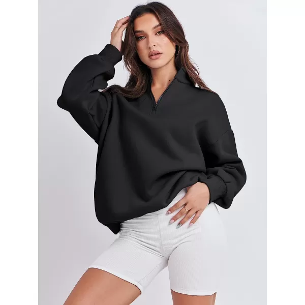 imageANRABESS Women Long Sleeve Oversized Half Zip Pullover Sweatshirt Y2K Hoodie Sweater Trendy Fall ClothesBlack