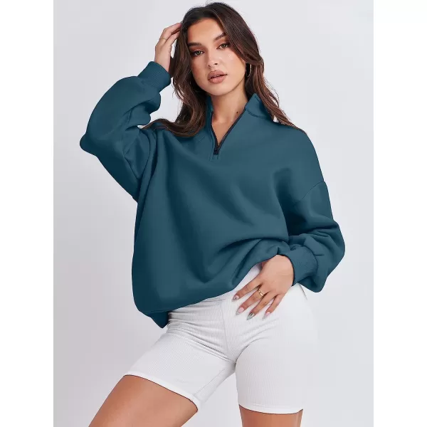 imageANRABESS Women Long Sleeve Oversized Half Zip Pullover Sweatshirt Y2K Hoodie Sweater Trendy Fall ClothesDeep Blue