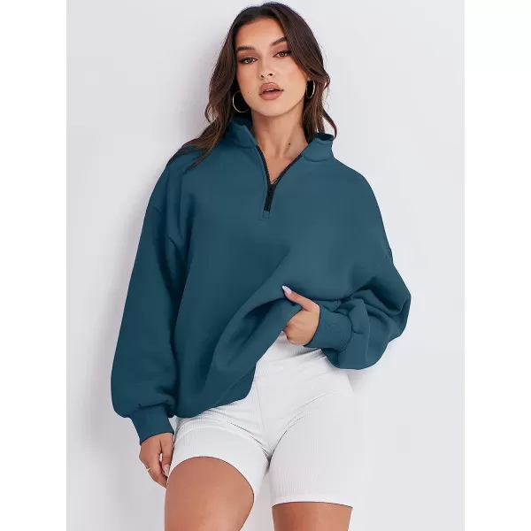 imageANRABESS Women Long Sleeve Oversized Half Zip Pullover Sweatshirt Y2K Hoodie Sweater Trendy Fall ClothesDeep Blue