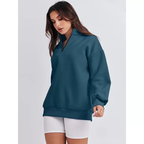 imageANRABESS Women Long Sleeve Oversized Half Zip Pullover Sweatshirt Y2K Hoodie Sweater Trendy Fall ClothesDeep Blue