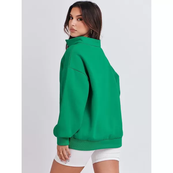 imageANRABESS Women Long Sleeve Oversized Half Zip Pullover Sweatshirt Y2K Hoodie Sweater Trendy Fall ClothesGrass