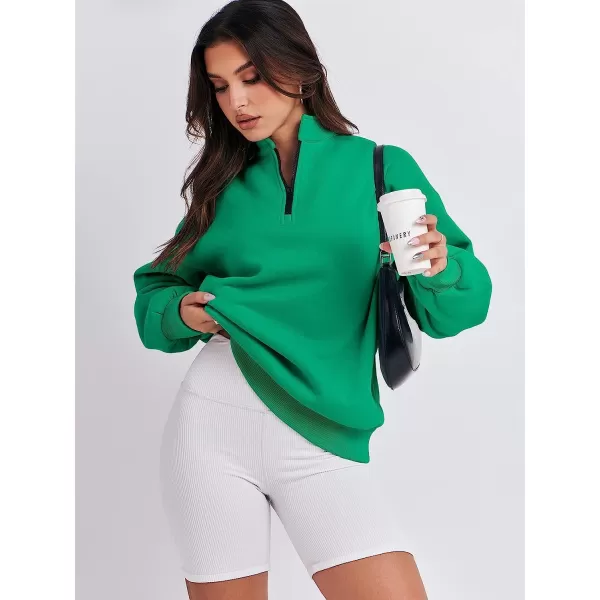 imageANRABESS Women Long Sleeve Oversized Half Zip Pullover Sweatshirt Y2K Hoodie Sweater Trendy Fall ClothesGrass