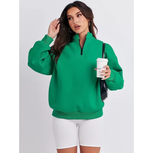 imageANRABESS Women Long Sleeve Oversized Half Zip Pullover Sweatshirt Y2K Hoodie Sweater Trendy Fall ClothesGrass