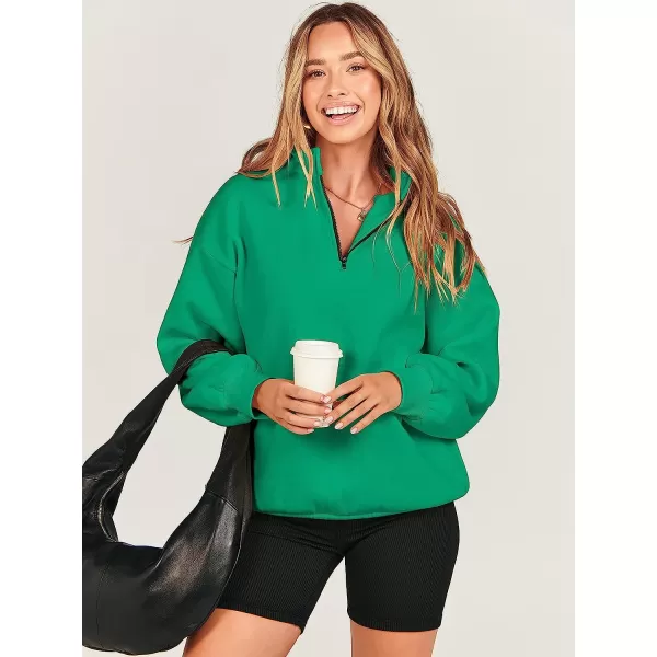 imageANRABESS Women Long Sleeve Oversized Half Zip Pullover Sweatshirt Y2K Hoodie Sweater Trendy Fall ClothesGrass