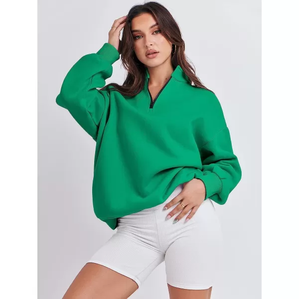 imageANRABESS Women Long Sleeve Oversized Half Zip Pullover Sweatshirt Y2K Hoodie Sweater Trendy Fall ClothesGrass