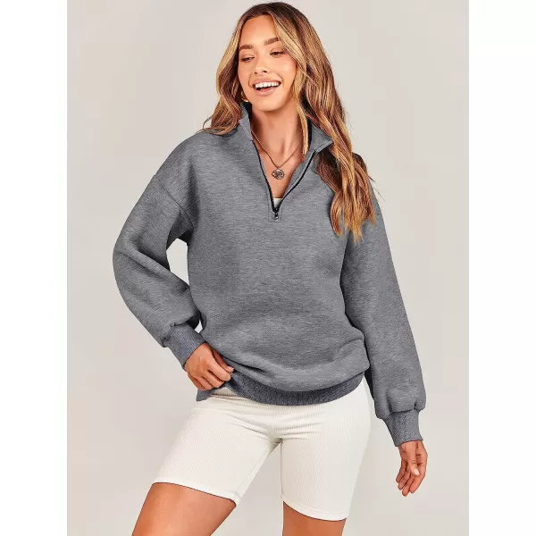 imageANRABESS Women Long Sleeve Oversized Half Zip Pullover Sweatshirt Y2K Hoodie Sweater Trendy Fall ClothesGray