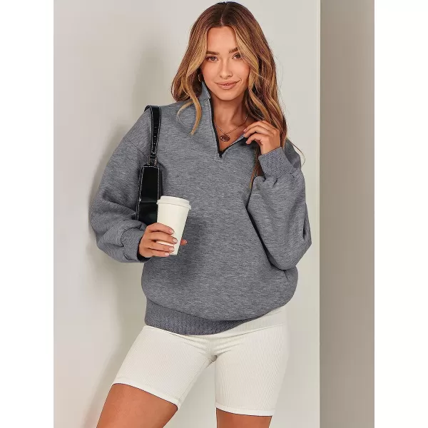 imageANRABESS Women Long Sleeve Oversized Half Zip Pullover Sweatshirt Y2K Hoodie Sweater Trendy Fall ClothesGray