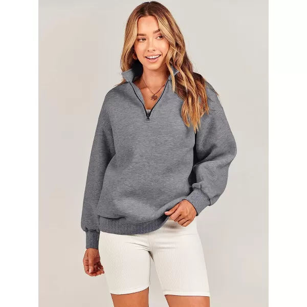 imageANRABESS Women Long Sleeve Oversized Half Zip Pullover Sweatshirt Y2K Hoodie Sweater Trendy Fall ClothesGray