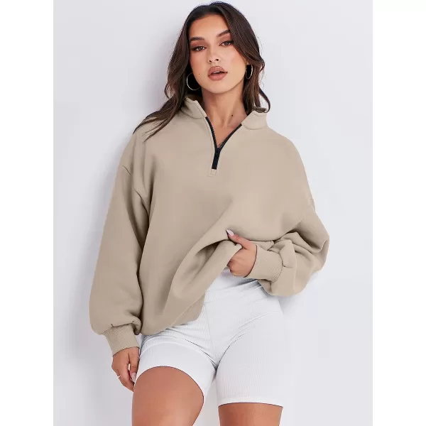 imageANRABESS Women Long Sleeve Oversized Half Zip Pullover Sweatshirt Y2K Hoodie Sweater Trendy Fall ClothesKhaki
