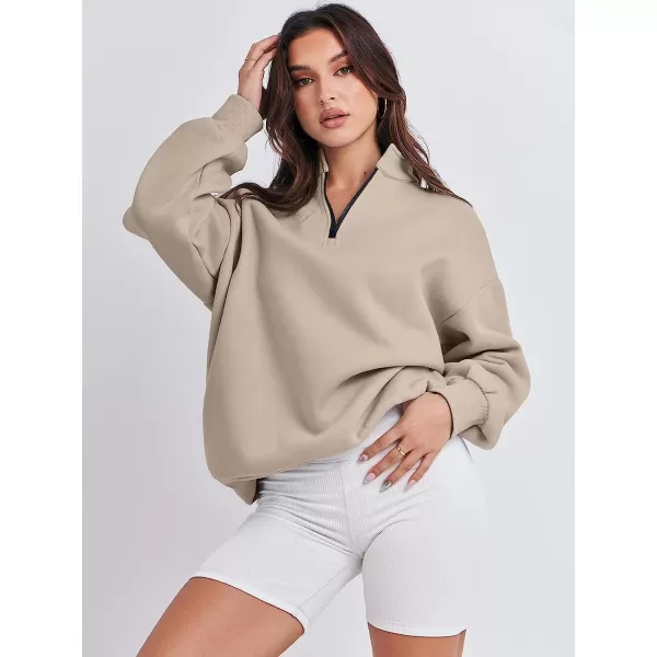 imageANRABESS Women Long Sleeve Oversized Half Zip Pullover Sweatshirt Y2K Hoodie Sweater Trendy Fall ClothesKhaki