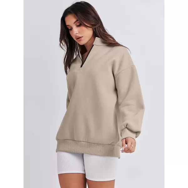 imageANRABESS Women Long Sleeve Oversized Half Zip Pullover Sweatshirt Y2K Hoodie Sweater Trendy Fall ClothesKhaki