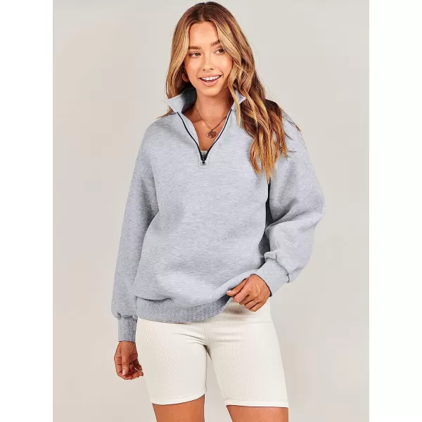 imageANRABESS Women Long Sleeve Oversized Half Zip Pullover Sweatshirt Y2K Hoodie Sweater Trendy Fall ClothesLight Gray