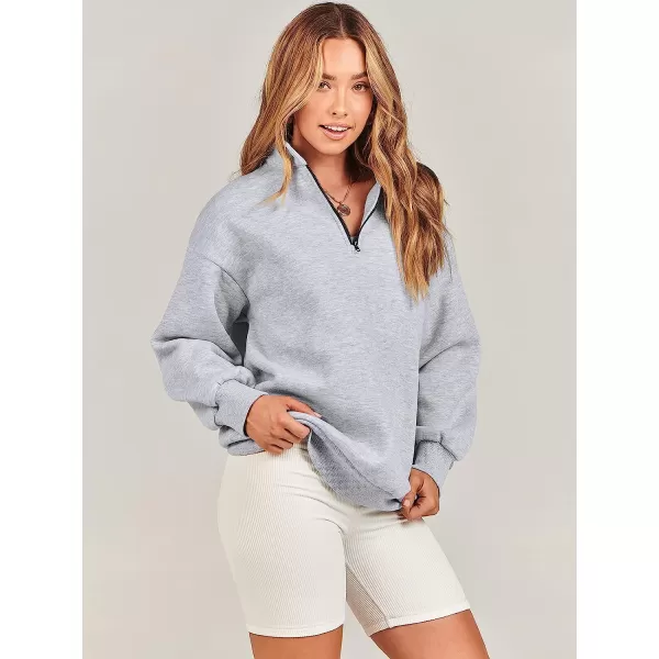 imageANRABESS Women Long Sleeve Oversized Half Zip Pullover Sweatshirt Y2K Hoodie Sweater Trendy Fall ClothesLight Gray