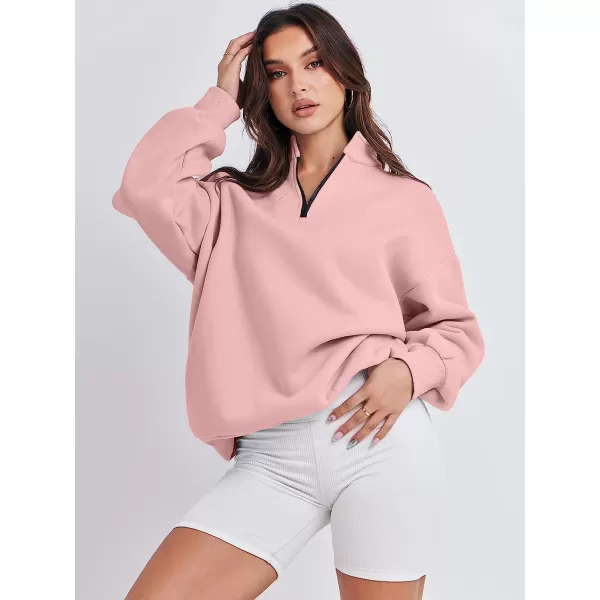 imageANRABESS Women Long Sleeve Oversized Half Zip Pullover Sweatshirt Y2K Hoodie Sweater Trendy Fall ClothesLight Pink