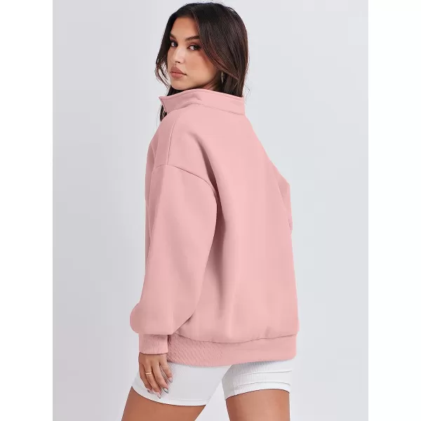 imageANRABESS Women Long Sleeve Oversized Half Zip Pullover Sweatshirt Y2K Hoodie Sweater Trendy Fall ClothesLight Pink