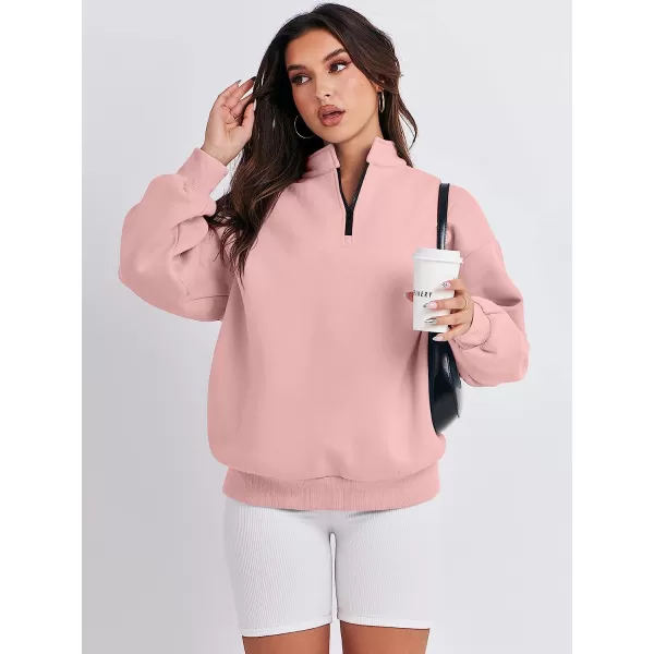 imageANRABESS Women Long Sleeve Oversized Half Zip Pullover Sweatshirt Y2K Hoodie Sweater Trendy Fall ClothesLight Pink