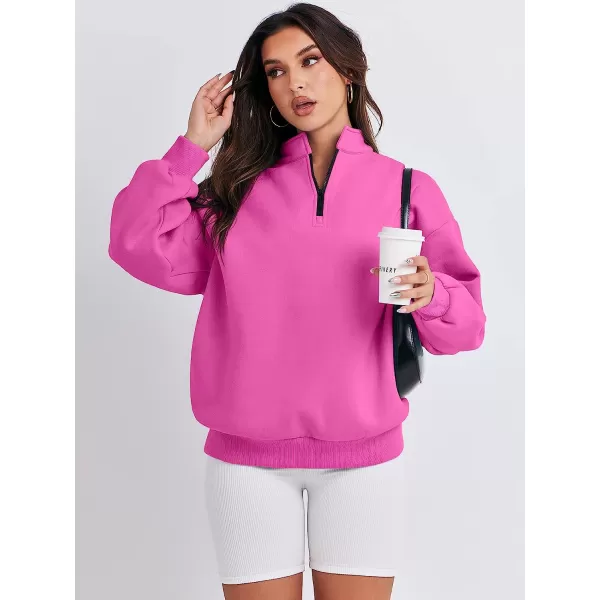 imageANRABESS Women Long Sleeve Oversized Half Zip Pullover Sweatshirt Y2K Hoodie Sweater Trendy Fall ClothesPink