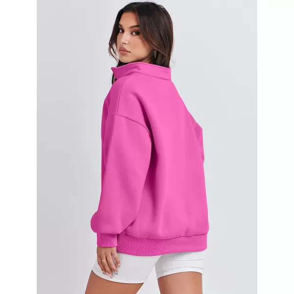 imageANRABESS Women Long Sleeve Oversized Half Zip Pullover Sweatshirt Y2K Hoodie Sweater Trendy Fall ClothesPink