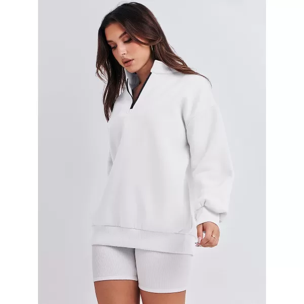 imageANRABESS Women Long Sleeve Oversized Half Zip Pullover Sweatshirt Y2K Hoodie Sweater Trendy Fall ClothesWhite