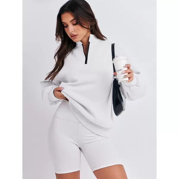 imageANRABESS Women Long Sleeve Oversized Half Zip Pullover Sweatshirt Y2K Hoodie Sweater Trendy Fall ClothesWhite