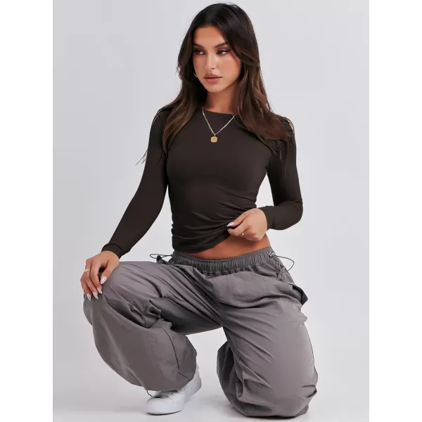 imageANRABESS Women Long Sleeve Slim Fit Crop Top Going Out Tight TShirt Trendy Tees StreetwearDeep Brown