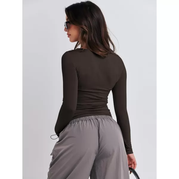 imageANRABESS Women Long Sleeve Slim Fit Crop Top Going Out Tight TShirt Trendy Tees StreetwearDeep Brown