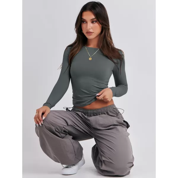 imageANRABESS Women Long Sleeve Slim Fit Crop Top Going Out Tight TShirt Trendy Tees StreetwearDeep Grey
