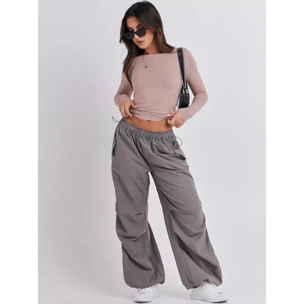 imageANRABESS Women Long Sleeve Slim Fit Crop Top Going Out Tight TShirt Trendy Tees StreetwearGrey Pink