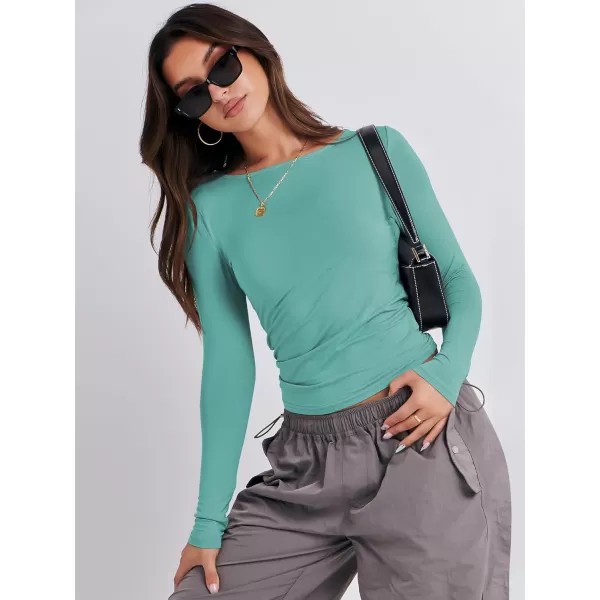 imageANRABESS Women Long Sleeve Slim Fit Crop Top Going Out Tight TShirt Trendy Tees StreetwearLight Green