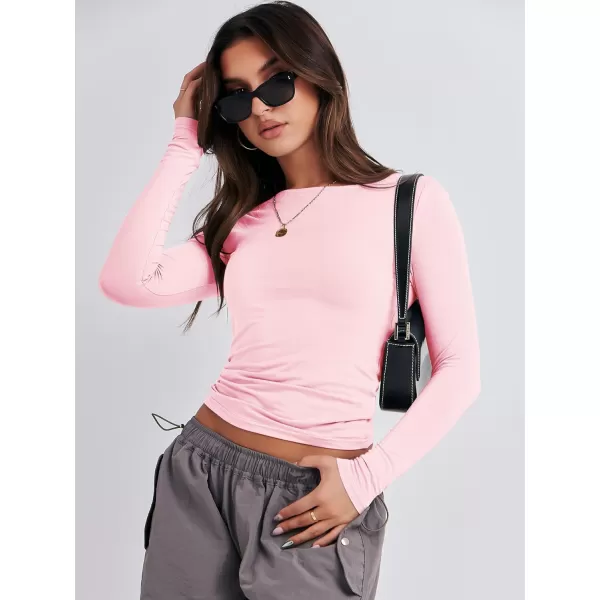 imageANRABESS Women Long Sleeve Slim Fit Crop Top Going Out Tight TShirt Trendy Tees StreetwearLight Pink