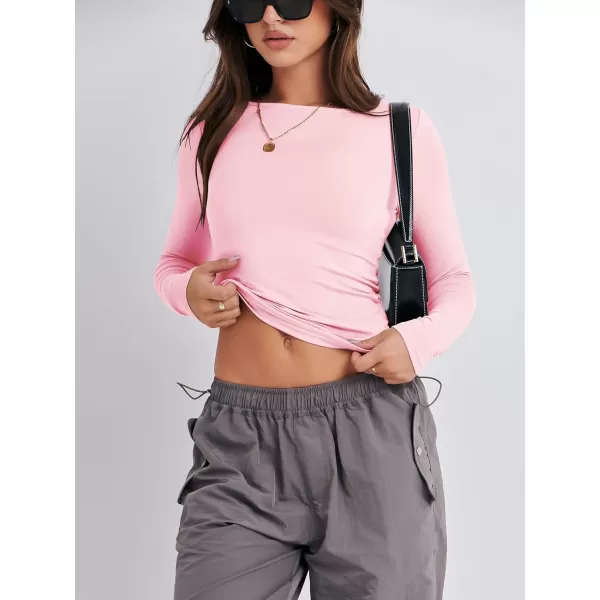 imageANRABESS Women Long Sleeve Slim Fit Crop Top Going Out Tight TShirt Trendy Tees StreetwearLight Pink