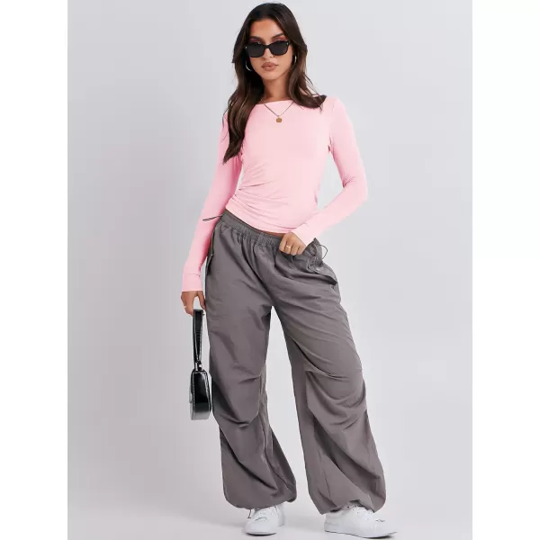 imageANRABESS Women Long Sleeve Slim Fit Crop Top Going Out Tight TShirt Trendy Tees StreetwearLight Pink