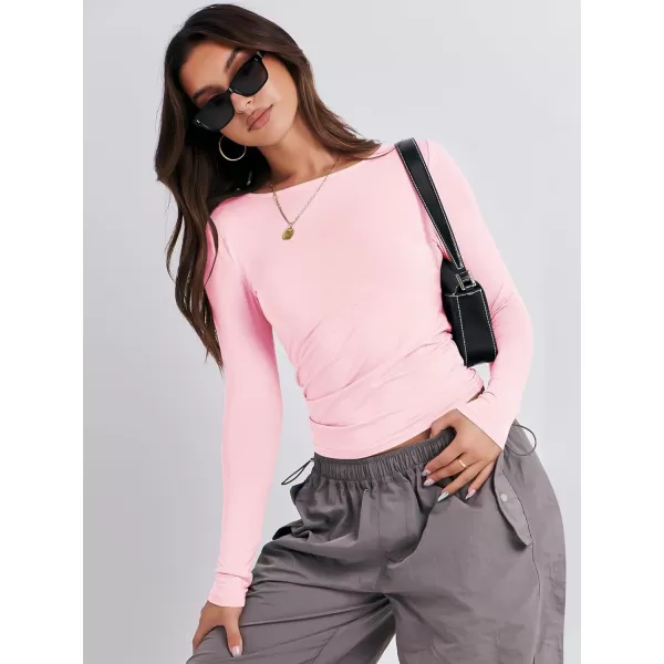 imageANRABESS Women Long Sleeve Slim Fit Crop Top Going Out Tight TShirt Trendy Tees StreetwearLight Pink