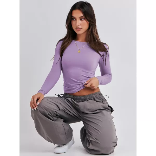 imageANRABESS Women Long Sleeve Slim Fit Crop Top Going Out Tight TShirt Trendy Tees StreetwearPurple