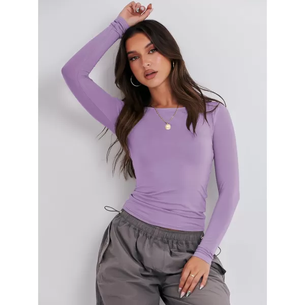 imageANRABESS Women Long Sleeve Slim Fit Crop Top Going Out Tight TShirt Trendy Tees StreetwearPurple