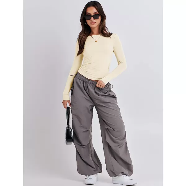 imageANRABESS Women Long Sleeve Slim Fit Crop Top Going Out Tight Y2K TShirt Trendy Tees StreetwearApricot