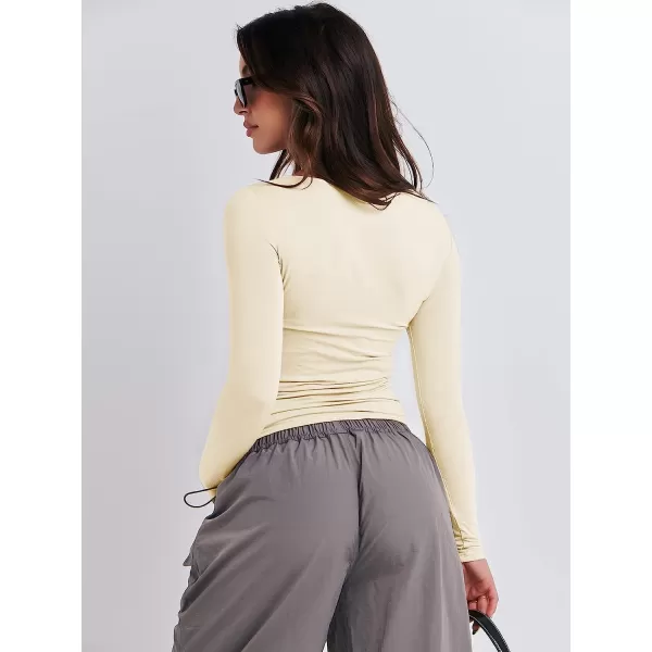 imageANRABESS Women Long Sleeve Slim Fit Crop Top Going Out Tight Y2K TShirt Trendy Tees StreetwearApricot