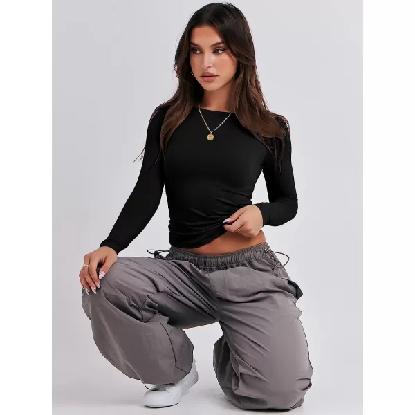 imageANRABESS Women Long Sleeve Slim Fit Crop Top Going Out Tight Y2K TShirt Trendy Tees StreetwearBlack