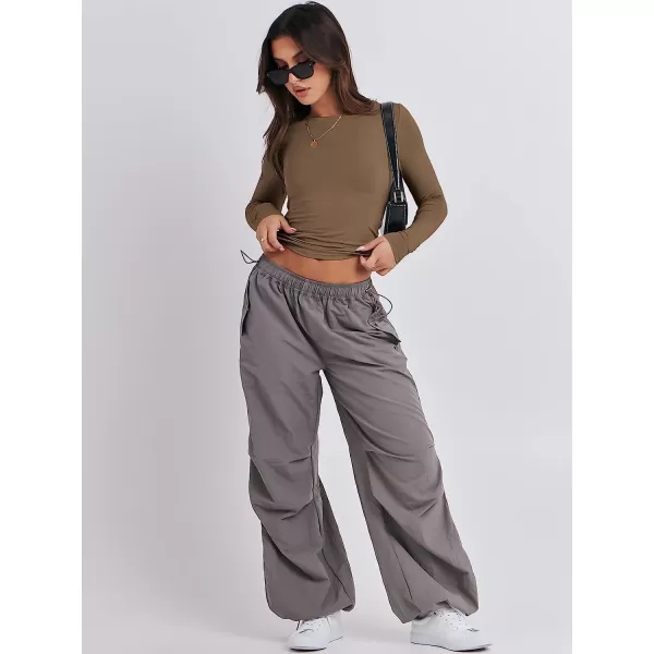 imageANRABESS Women Long Sleeve Slim Fit Crop Top Going Out Tight Y2K TShirt Trendy Tees StreetwearBrown