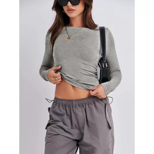 imageANRABESS Women Long Sleeve Slim Fit Crop Top Going Out Tight Y2K TShirt Trendy Tees StreetwearDark Grey